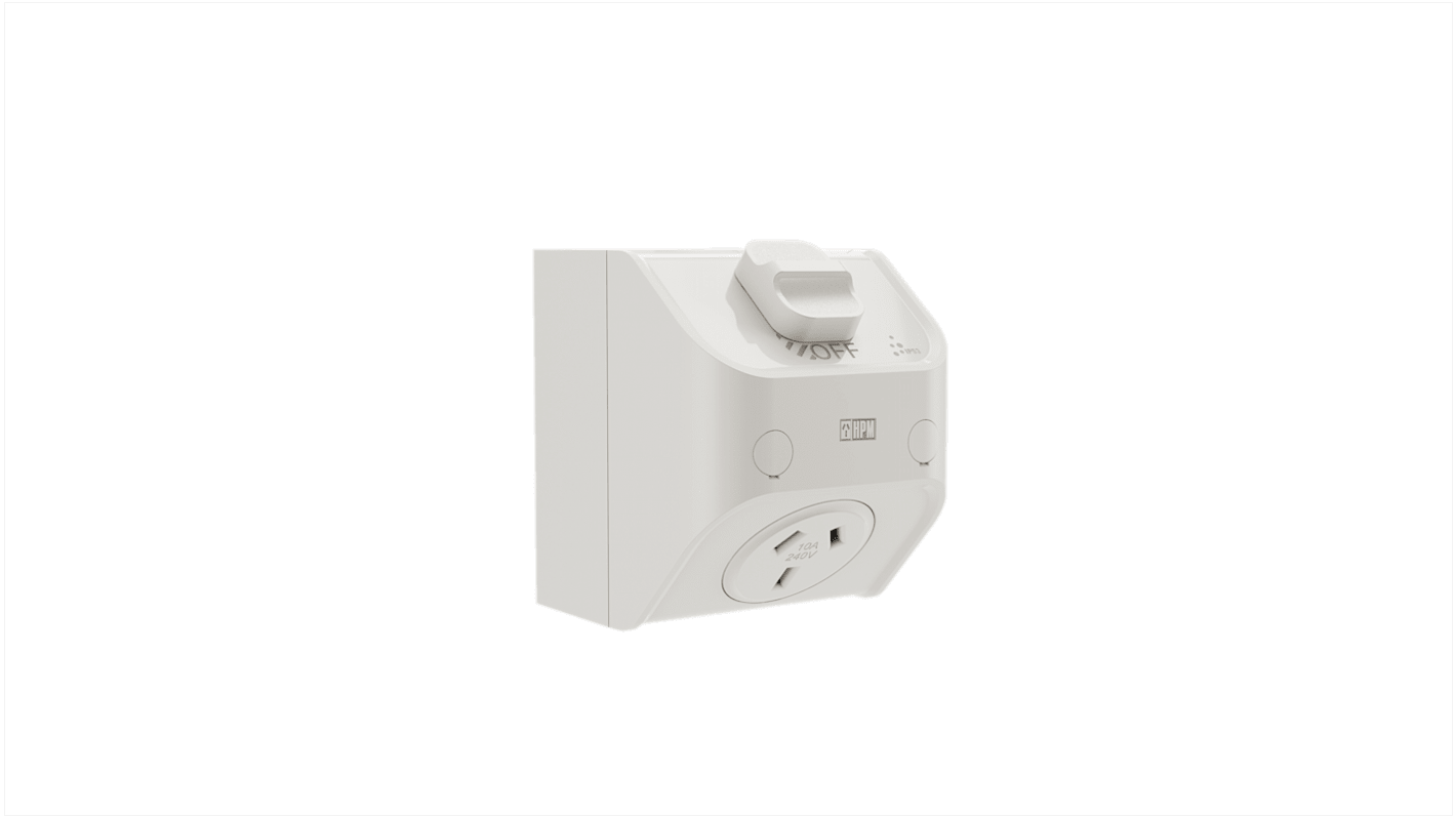 HPM Grey 1 Gang Power Socket, Double Pole Poles, 10A, Type I - ANZ/CN, Outdoor Use