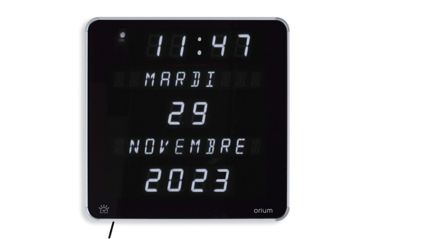 11193, Orium Tisch, Wand Digital Uhr , Schwarz, Silber