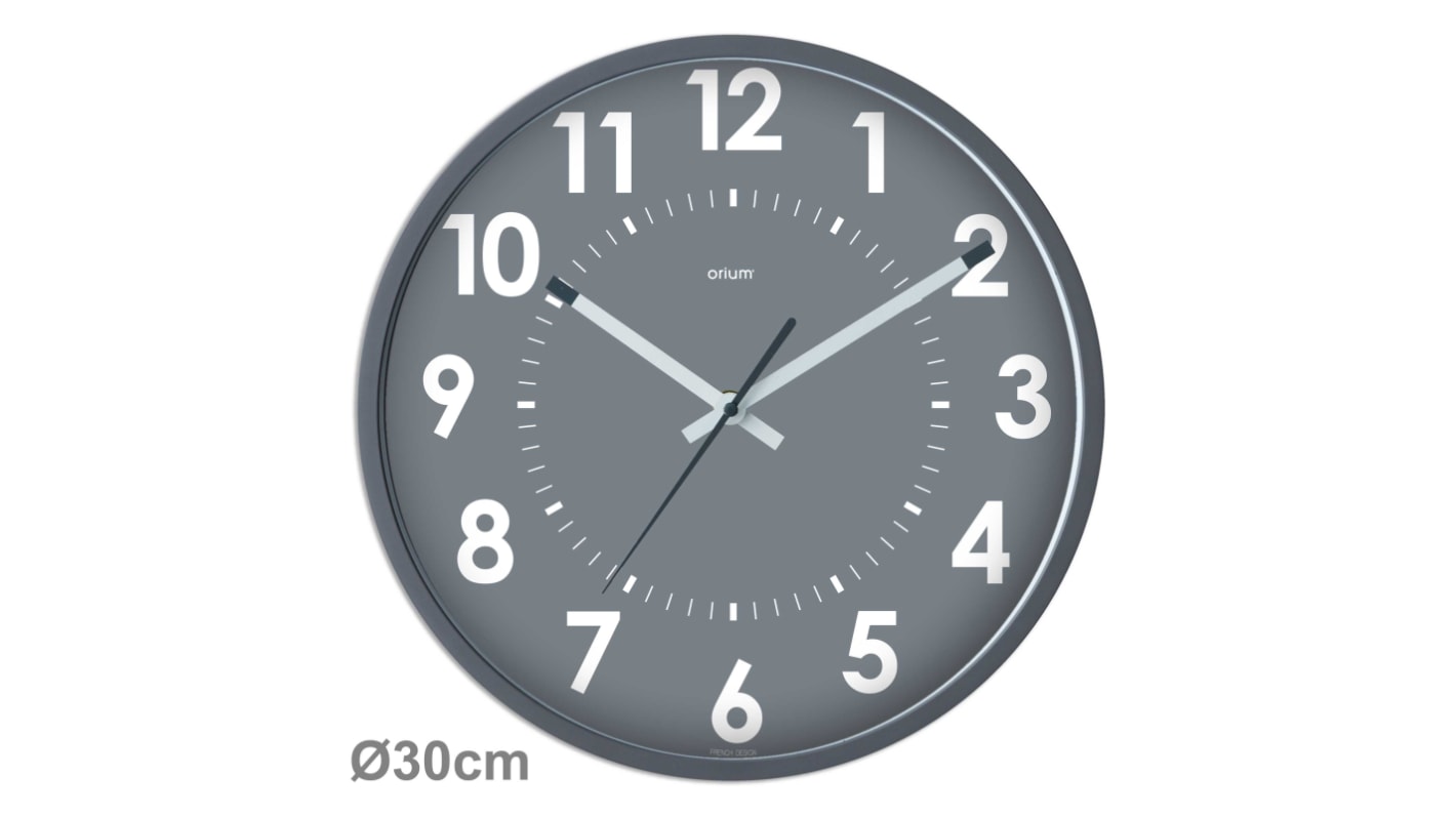 Orium Grey Analog Wall Clock, 30cm Diameter