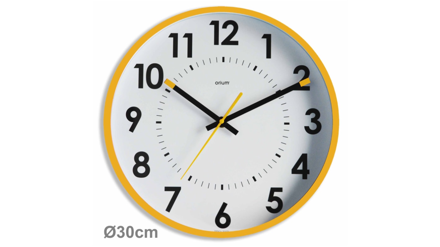 Orium Yellow Analog Wall Clock, 30cm Diameter