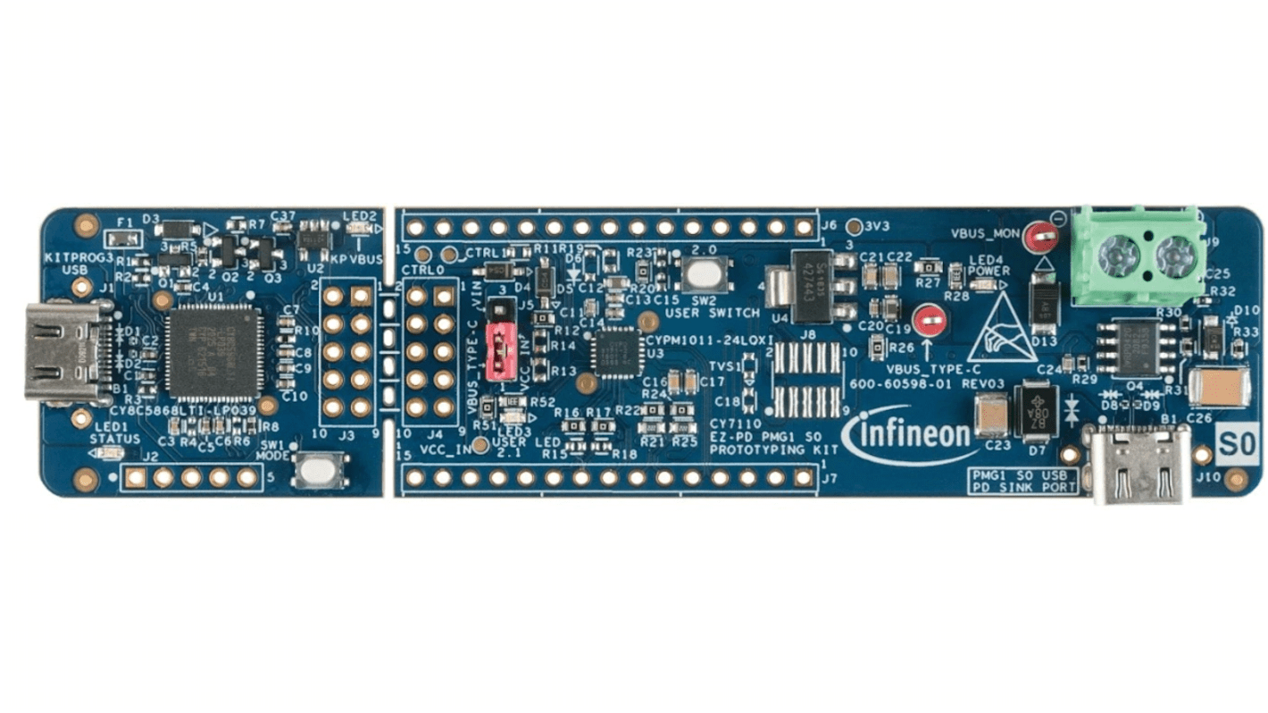 Infineon EZ-PD PMG1-S0 Prototyping Kit CYPM1011-24LQXI Evaluation Board for Microcontroller CY7110