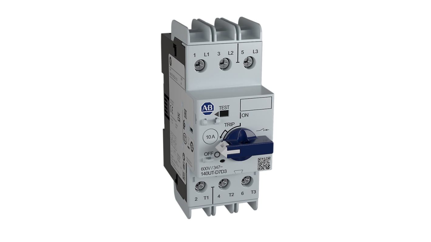 MCCB Rockwell Automation, 3 Polos, 500mA, Capacidad de Ruptura 65 kA, Montaje fijo, 140UT, 140UT-D7D3