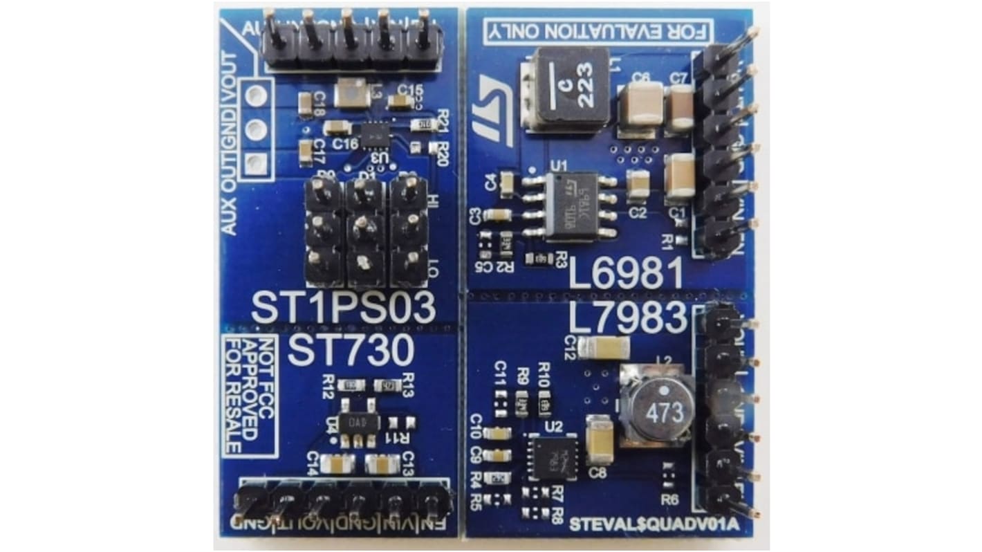 STMicroelectronics Power Management Evaluation Board Evaluation Board for STEVAL-QUADV01