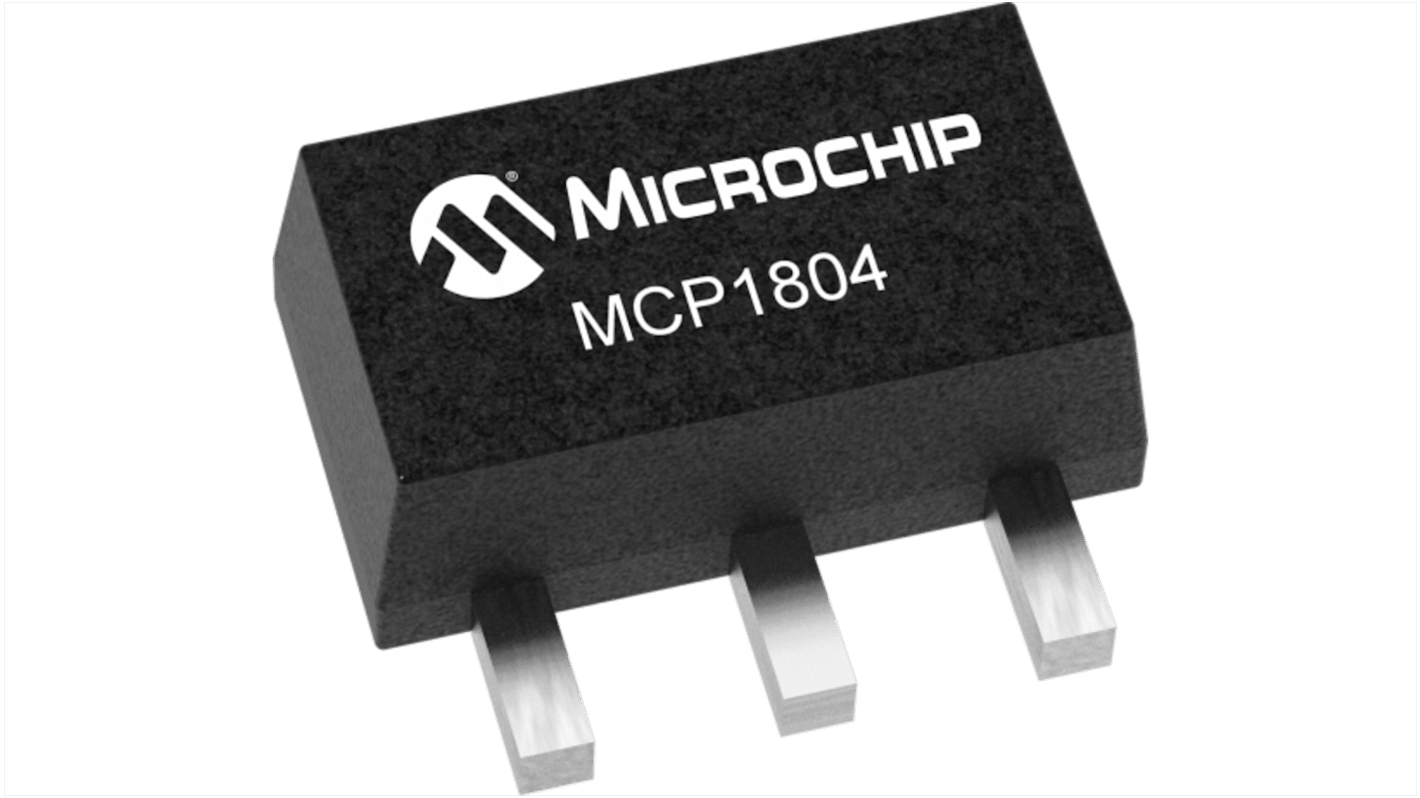 Microchip 電圧レギュレータ 低ドロップアウト電圧 LDO 18 V, 3-Pin, MCP1804T-J002I/MB