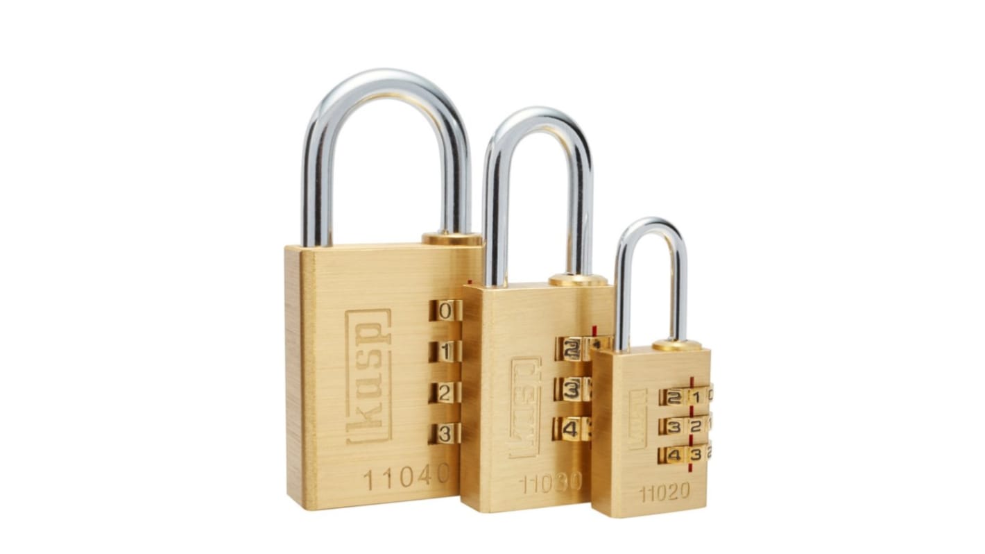 Kasp Combination Weatherproof Brass Combination Padlock, 9mm Shackle, 20mm Body