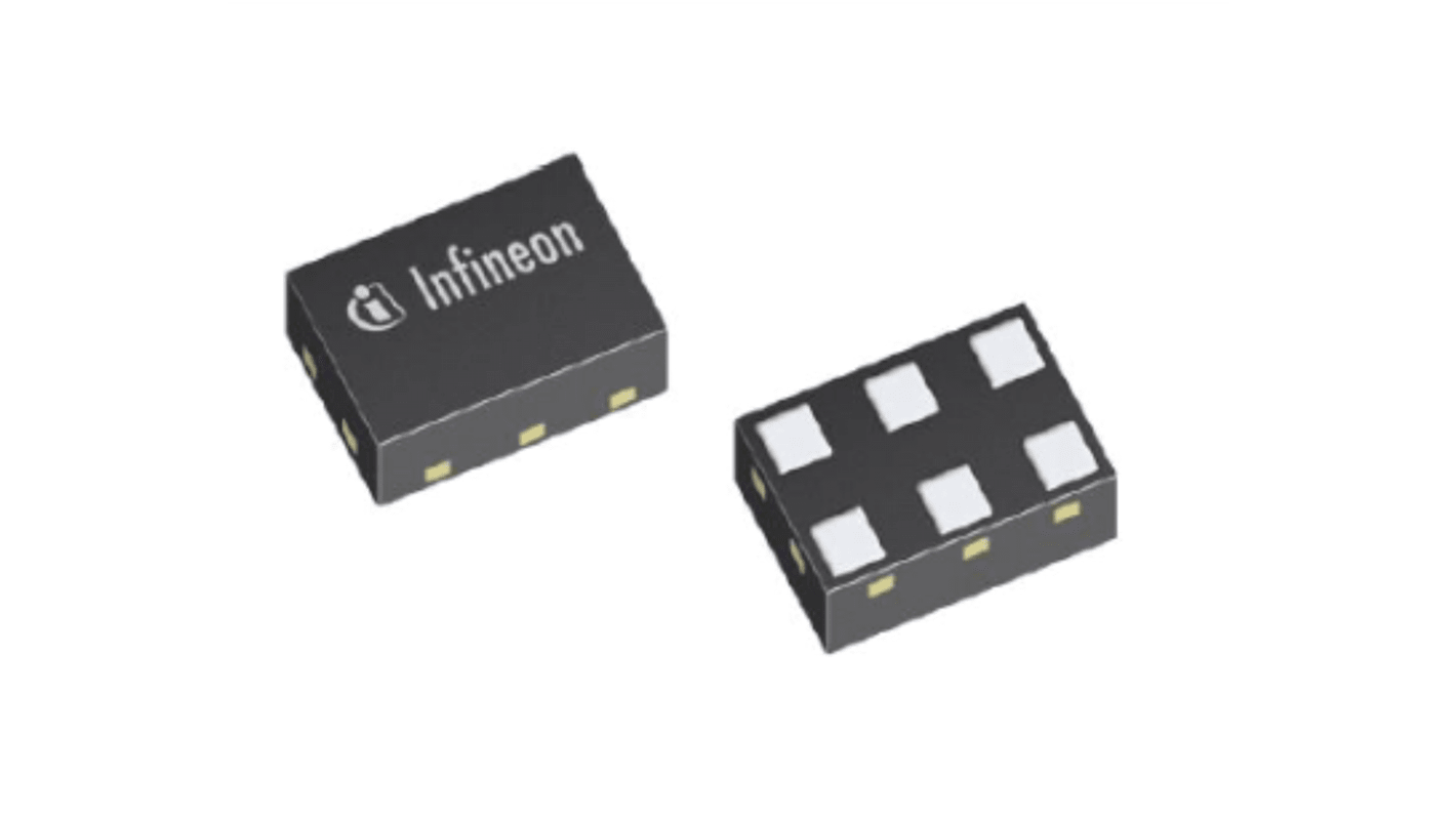 Infineon BGA7L1BN6E6327XTSA1 RF erősítő, típusa:(Alacsony zajú erősítő), 13,6 dB 960 MHz, 6-tüskés TSNP-6-2