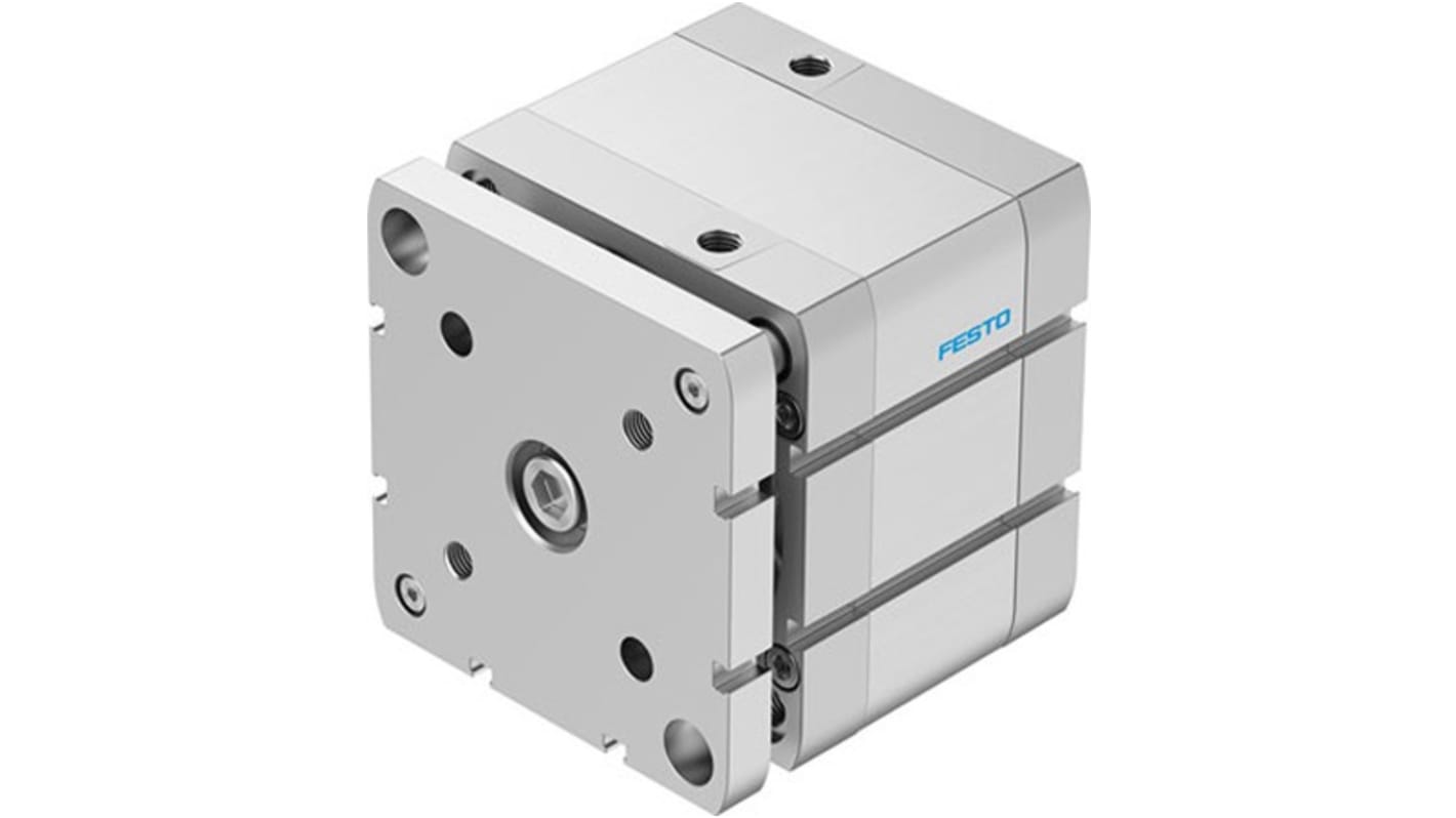 Festo Pneumatic Compact Cylinder - ADNGF-100-25, 100mm Bore, 25mm Stroke, ADNGF Series, Double Acting