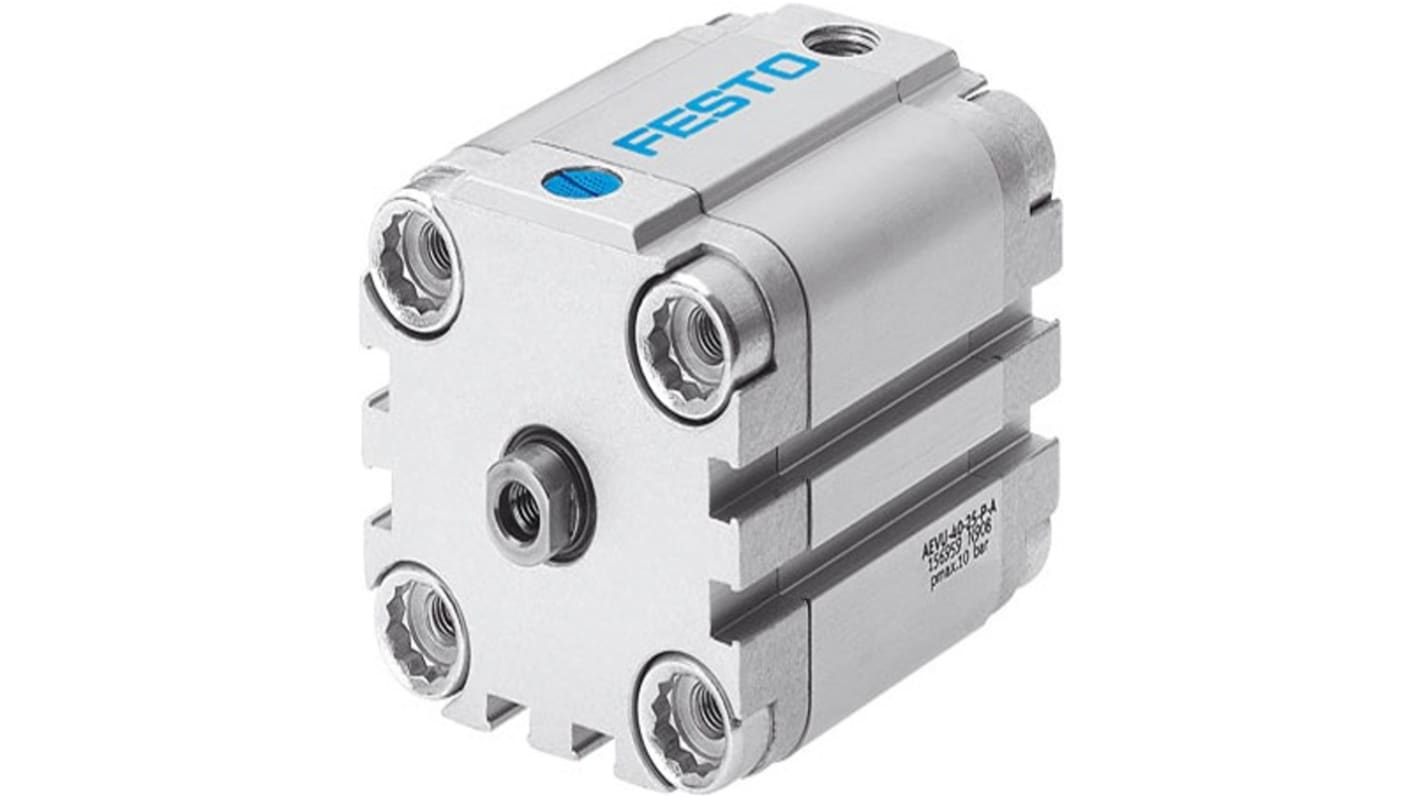 Festo Pneumatic Compact Cylinder - AEVU-100-15, 100mm Bore, 15mm Stroke, AEVU Series, Single Acting