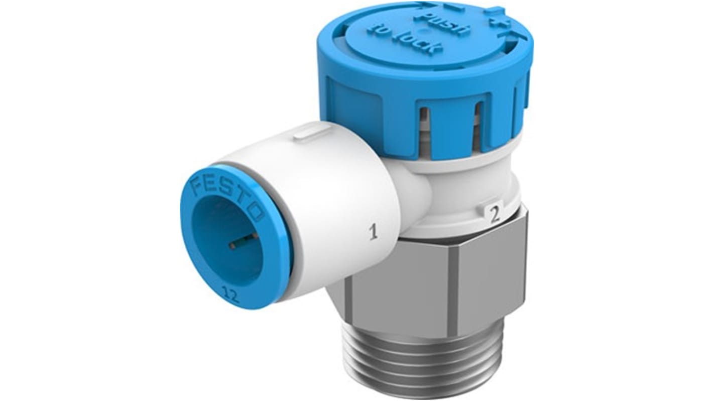 Festo Rotary Knob Exhaust Air One-way Flow Control Pneumatic Manual Control Valve VFOE Series, R 1/2, 1/2in, VFOE-LE-T