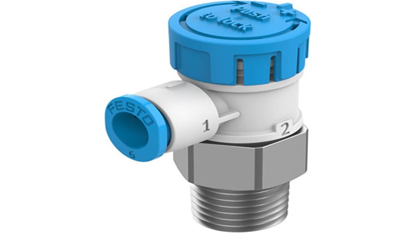 Festo Manual Exhaust Air One Way Flow Control Function Pneumatic Control Valve VFOE Series, R 1/4, 2.5mm, VFOE-LE-T