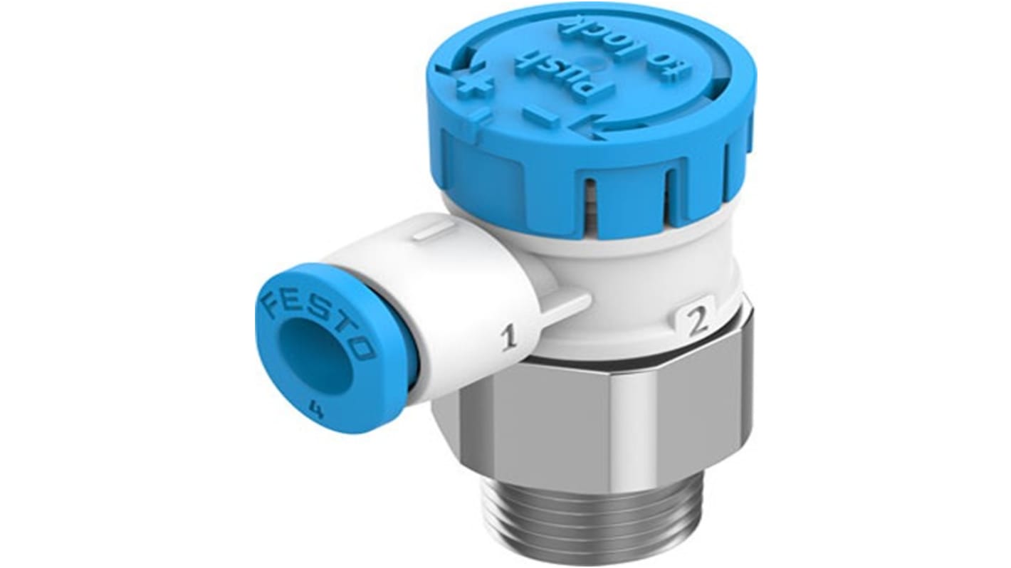 Festo Rotary Knob Exhaust Air One Way Flow Control Pneumatic Control Valve VFOE Series, R 1/8, 1/8in, VFOE-LE-T