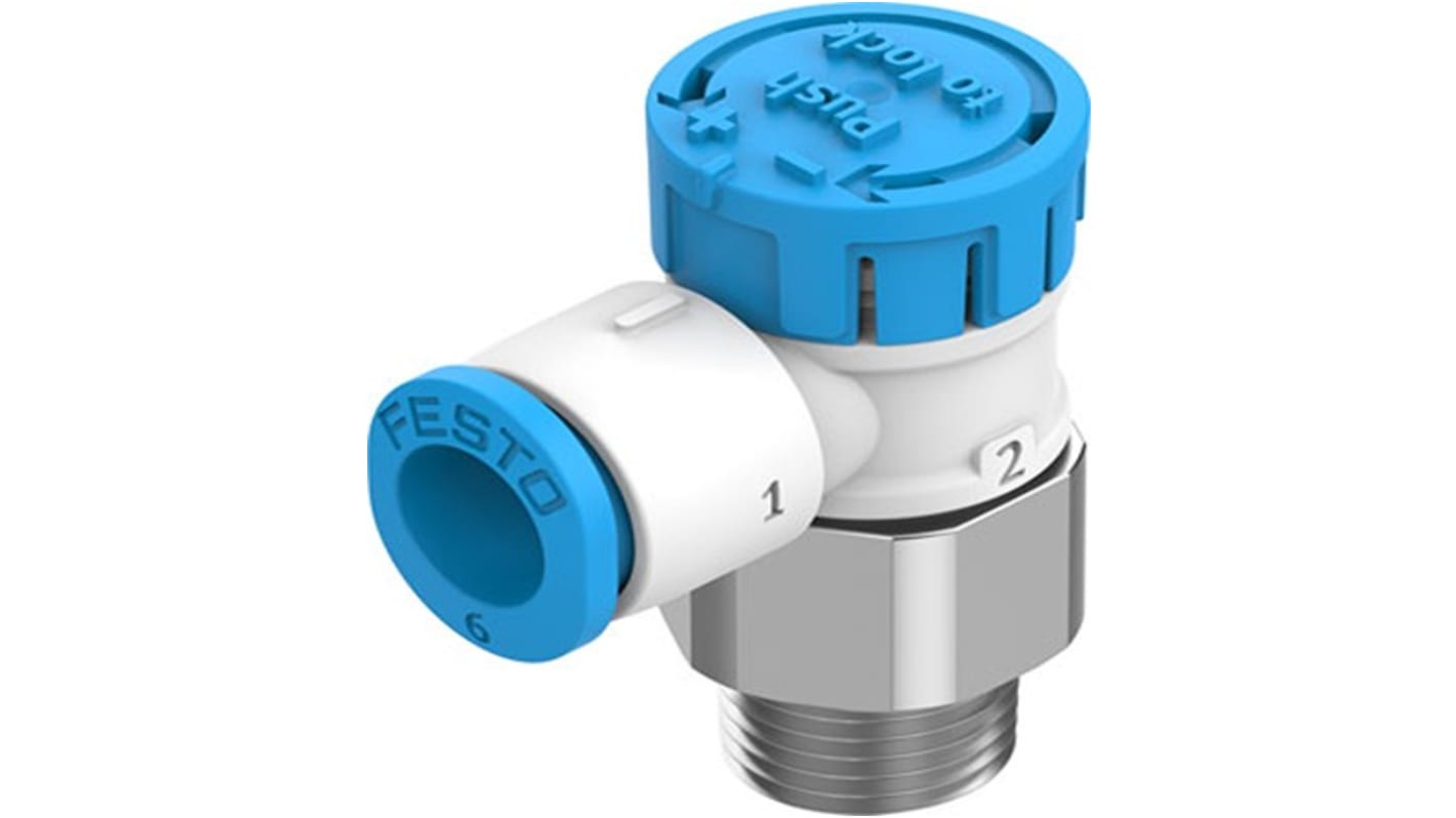 Festo Rotary Knob Exhaust Air One-way Flow Control Pneumatic Manual Control Valve VFOE Series, R 1/8, 1/8in, VFOE-LE-T