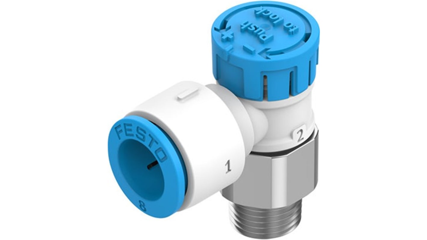 Festo Rotary Knob Exhaust Air One-way Flow Control Pneumatic Manual Control Valve VFOE Series, R 1/8, 1/8in, VFOE-LE-T