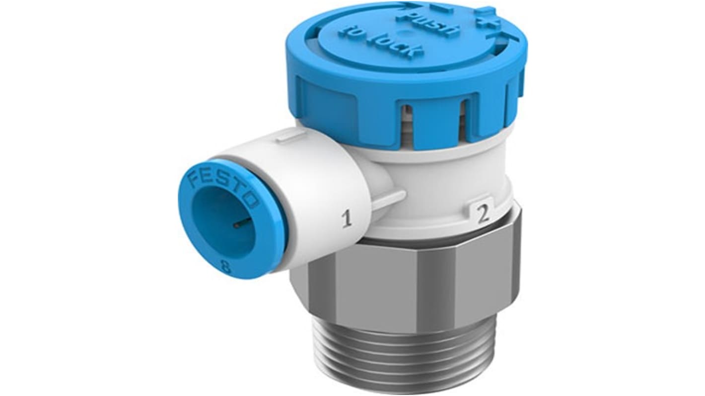 Festo Rotary Knob Exhaust Air One-way Flow Control Pneumatic Manual Control Valve VFOE Series, R 3/8, 3/8in, VFOE-LE-T