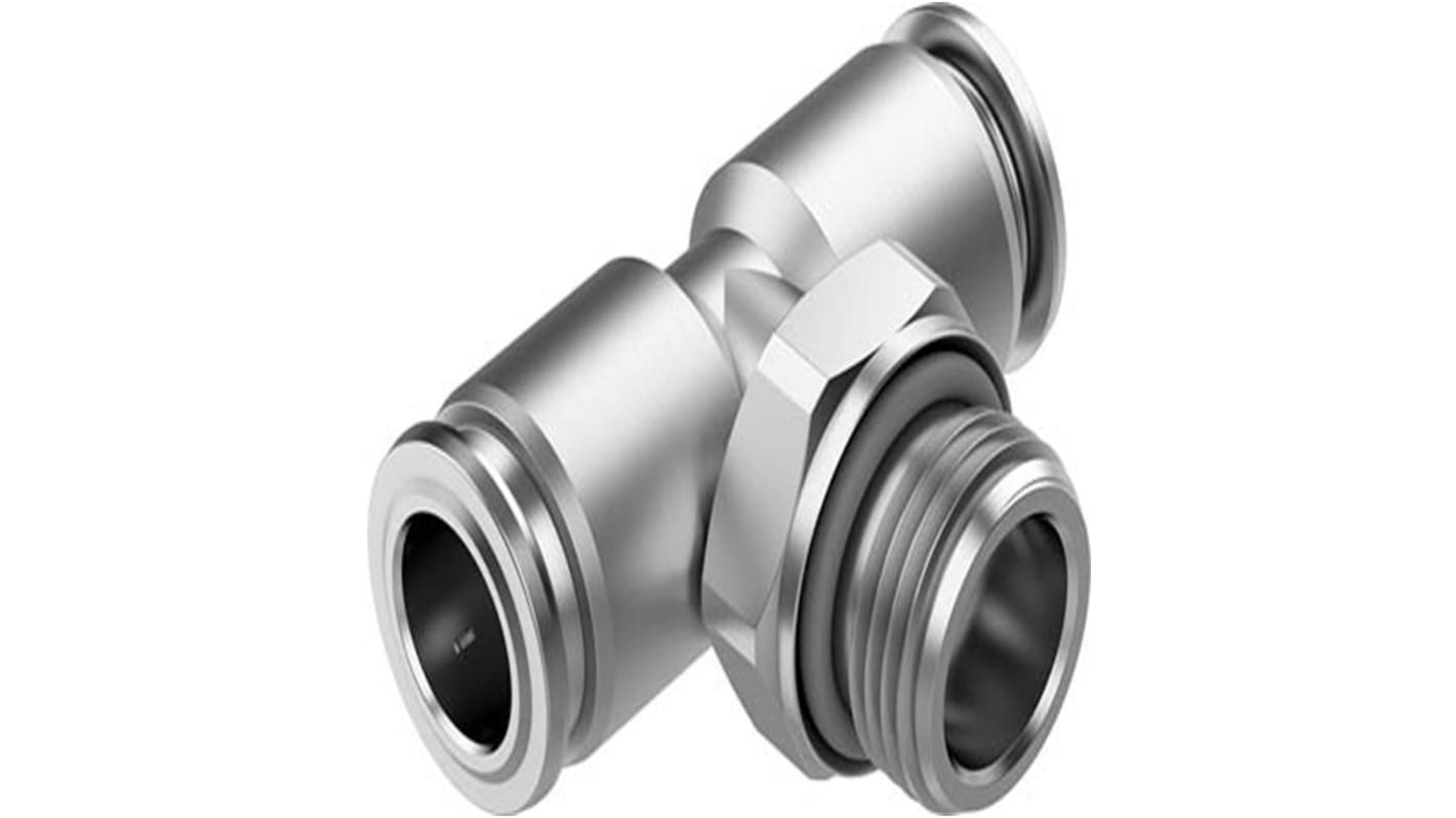 Festo NPQR Series T Fitting, G 3/8 Male to 10 mm, Threaded-to-Tube Connection Style, NPQR-T-G38