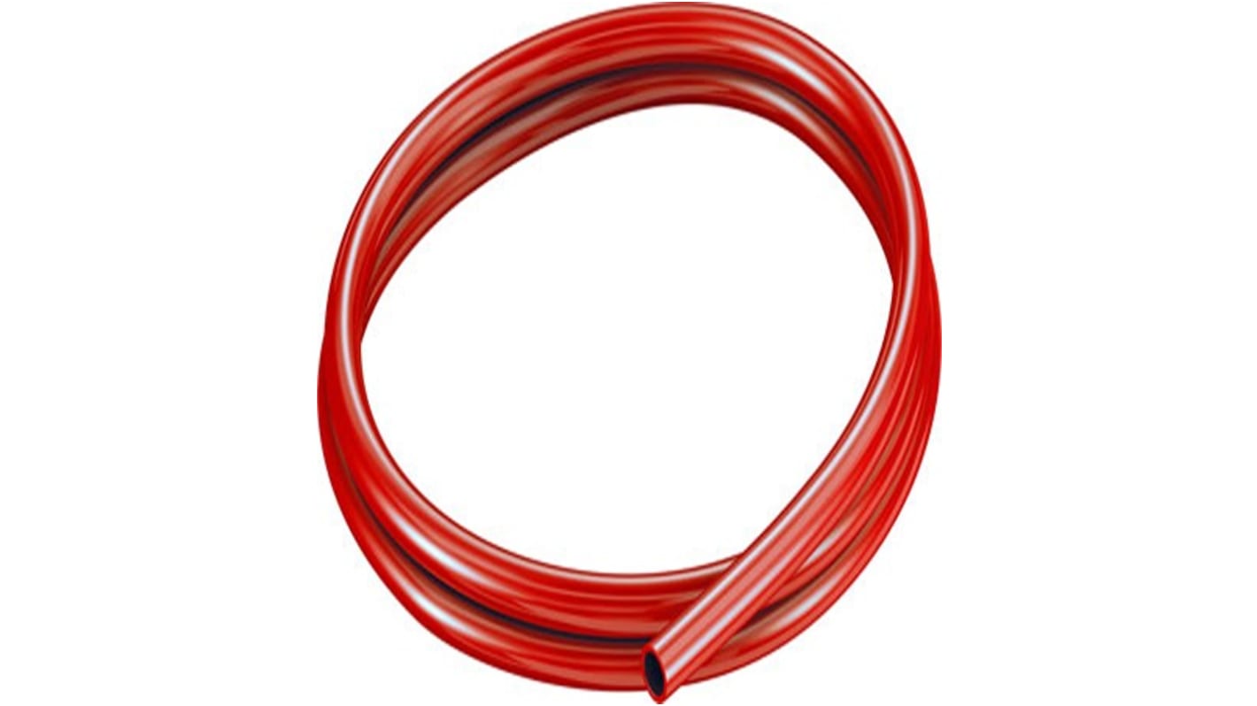 Tube en plastique, Rouge, Rond, Dia. 10mm x 7mm