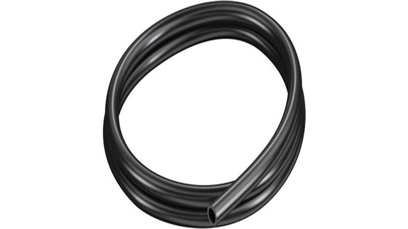 Tube en plastique, Noir, Rond, Dia. 12mm x 8mm x 4mm