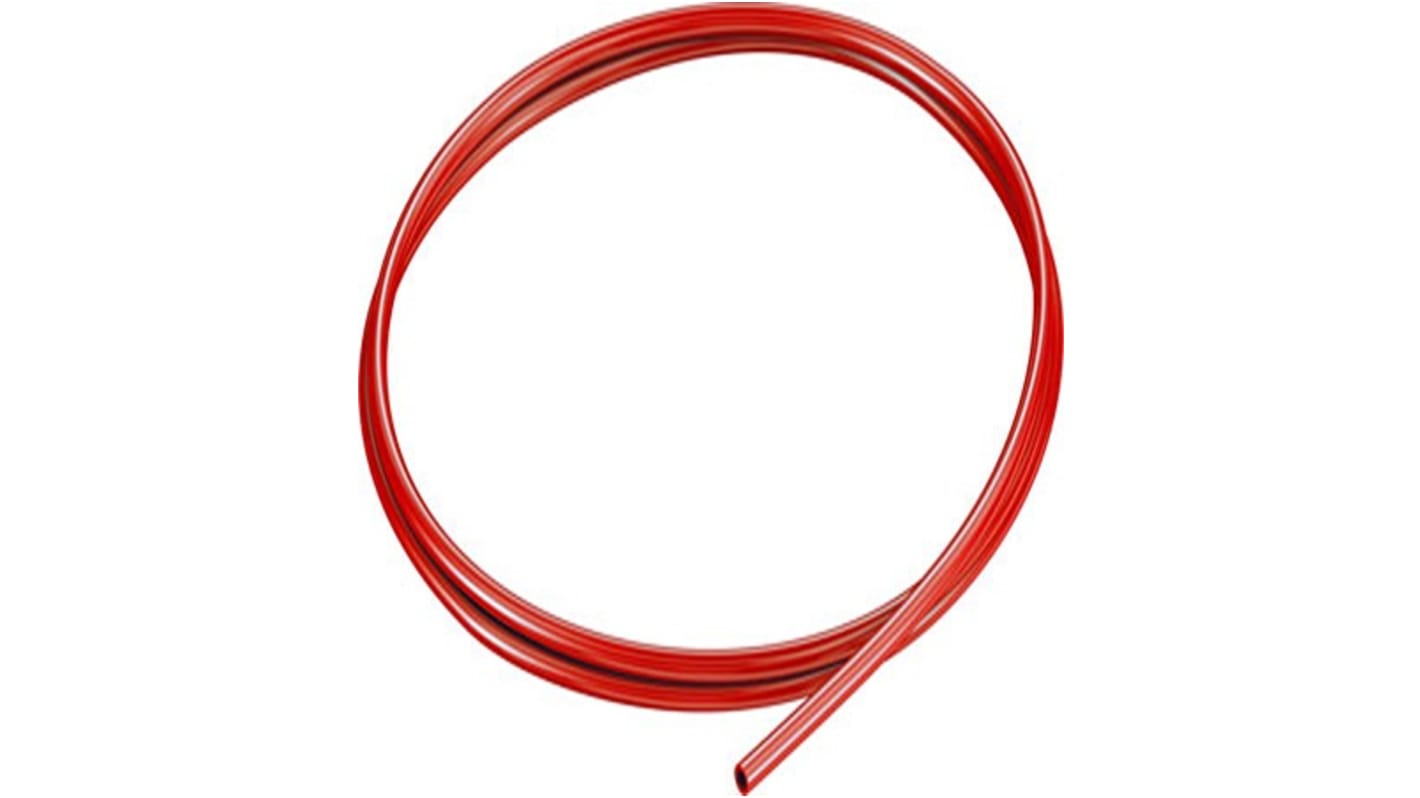 Tube en plastique, Rouge, Rond, Dia. 4mm x 2.6mm x 1.4mm