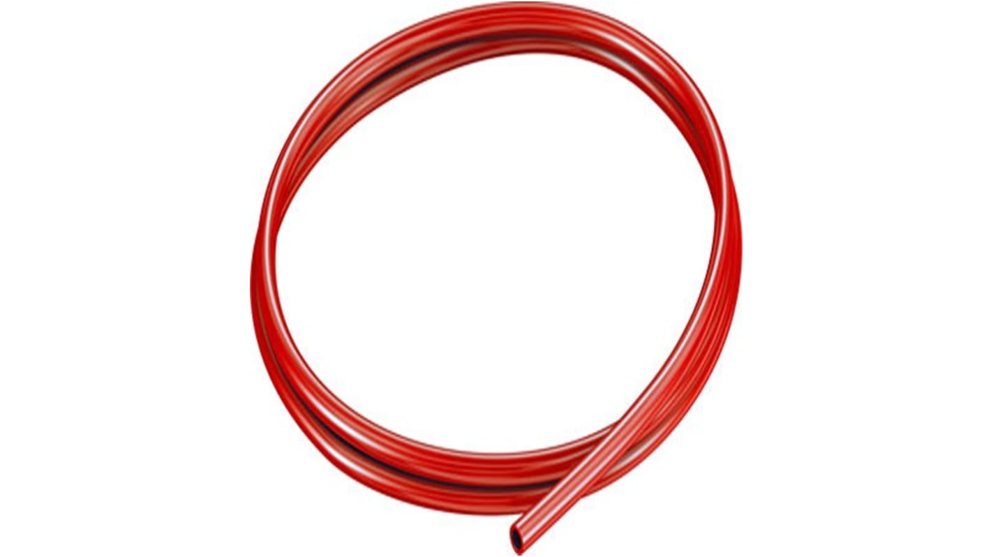 Tube en plastique, Rouge, Rond, Dia. 6mm x 4mm