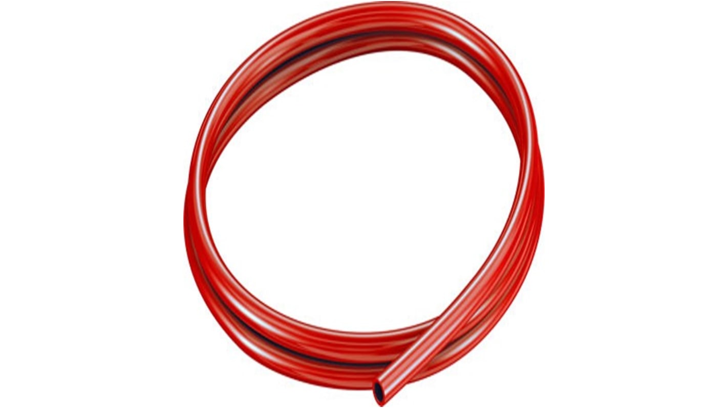 Tubo de plástico, Redondo, Rojo x 5.7mm Diám.int. x 8mm Diám.ext. x 2.3mm