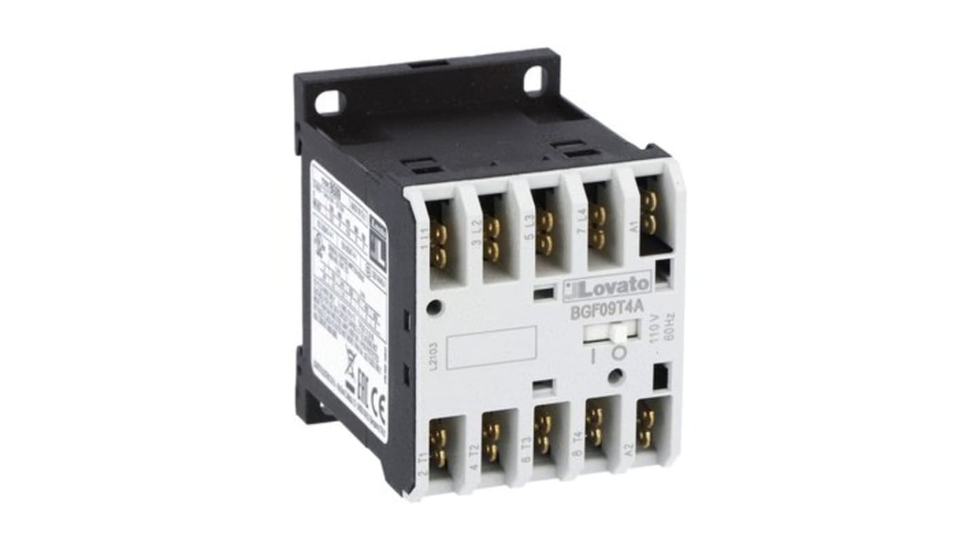 Contactor Lovato BGF09 de 4 polos, 4 A, bobina 110 V, 22 kW