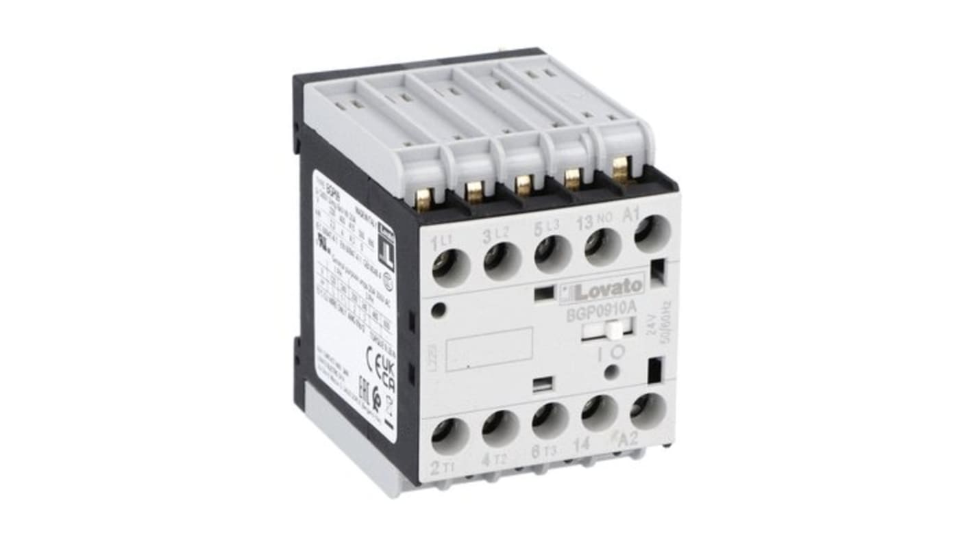 Contattore Lovato, serie BGP09, 3 poli, 1 NA, 9 A, 22 kW, bobina 24 V c.a.