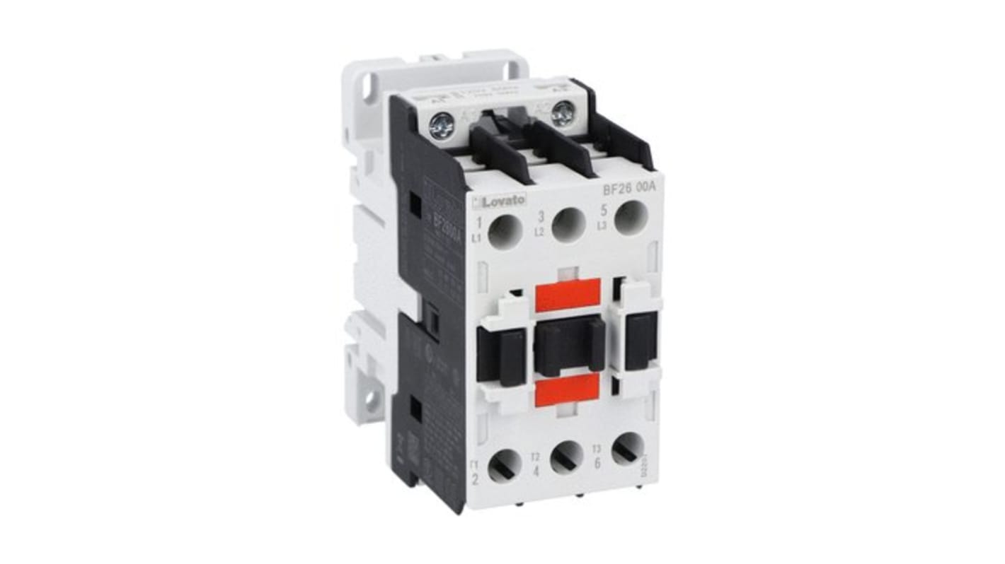 Lovato BF26 Contactor, 24 V ac Coil, 3-Pole, 26 A, 51 kW, 690 V