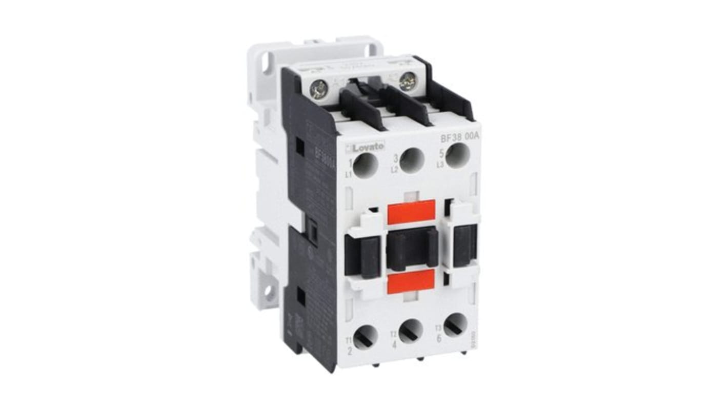 Contactor Lovato BF38 de 3 polos, 38 A, bobina 220 V ac, 62 kW