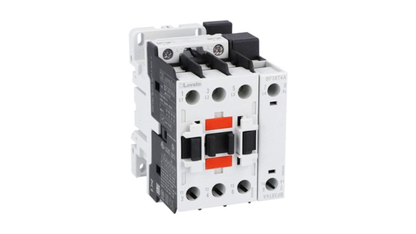 Lovato BF38 Series Contactor, 575 V Coil, 4-Pole, 56 A, 62 kW, 690 V