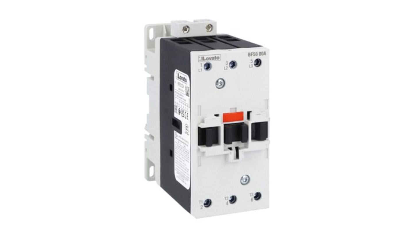 Lovato BF50 Series Contactor, 460 V ac Coil, 3-Pole, 50 A, 30 kW, 690 V