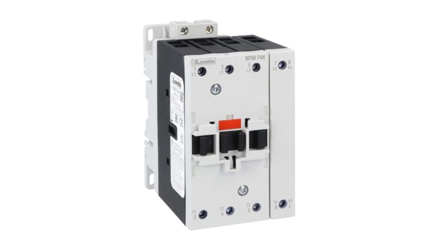 Contactor Lovato BF50 de 4 polos, 90 A, bobina 220 V ac, 102 kW