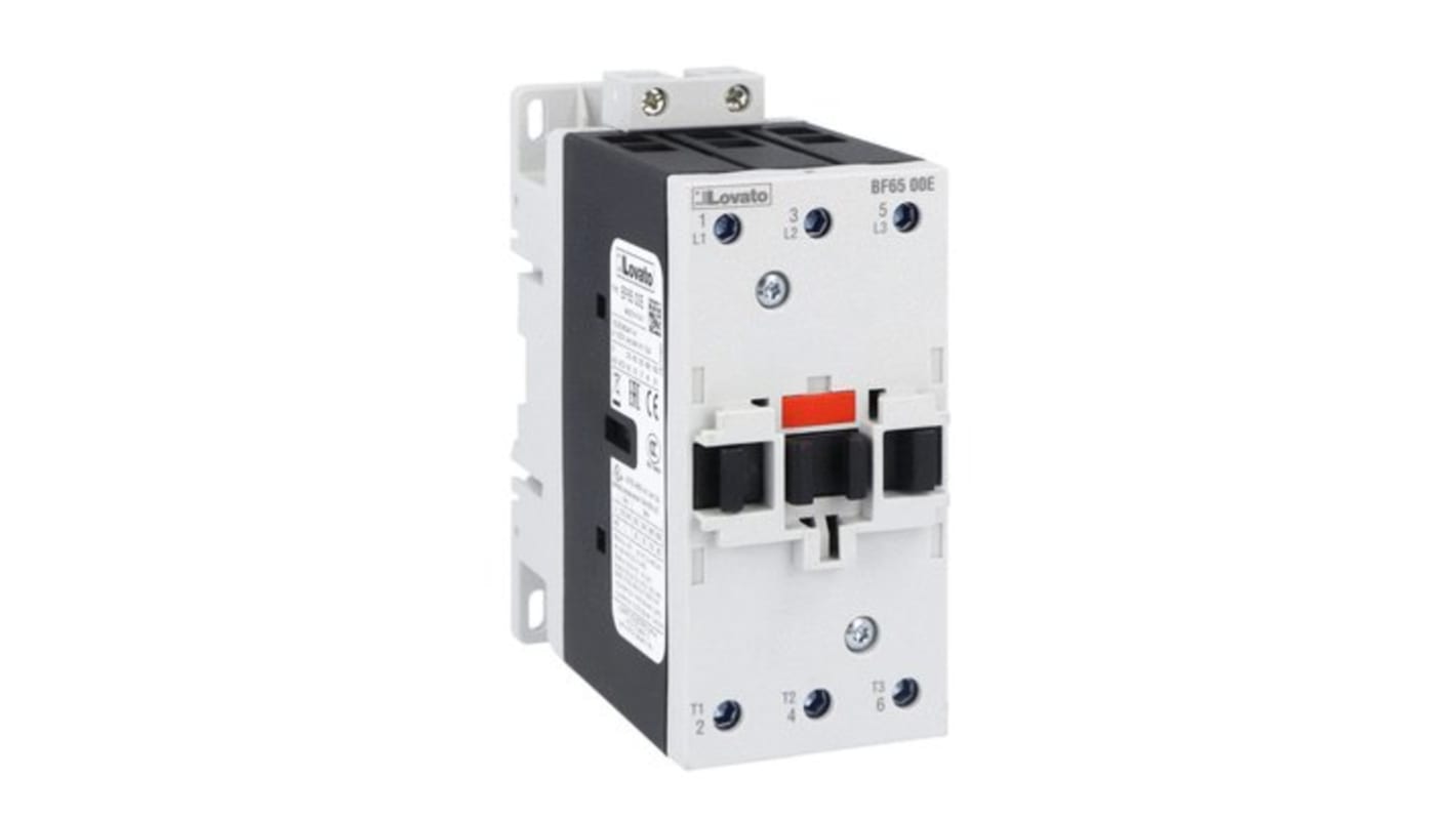 Lovato BF65 Series Contactor, 110 V ac/dc Coil, 3-Pole, 65 A, 45 kW, 690 V