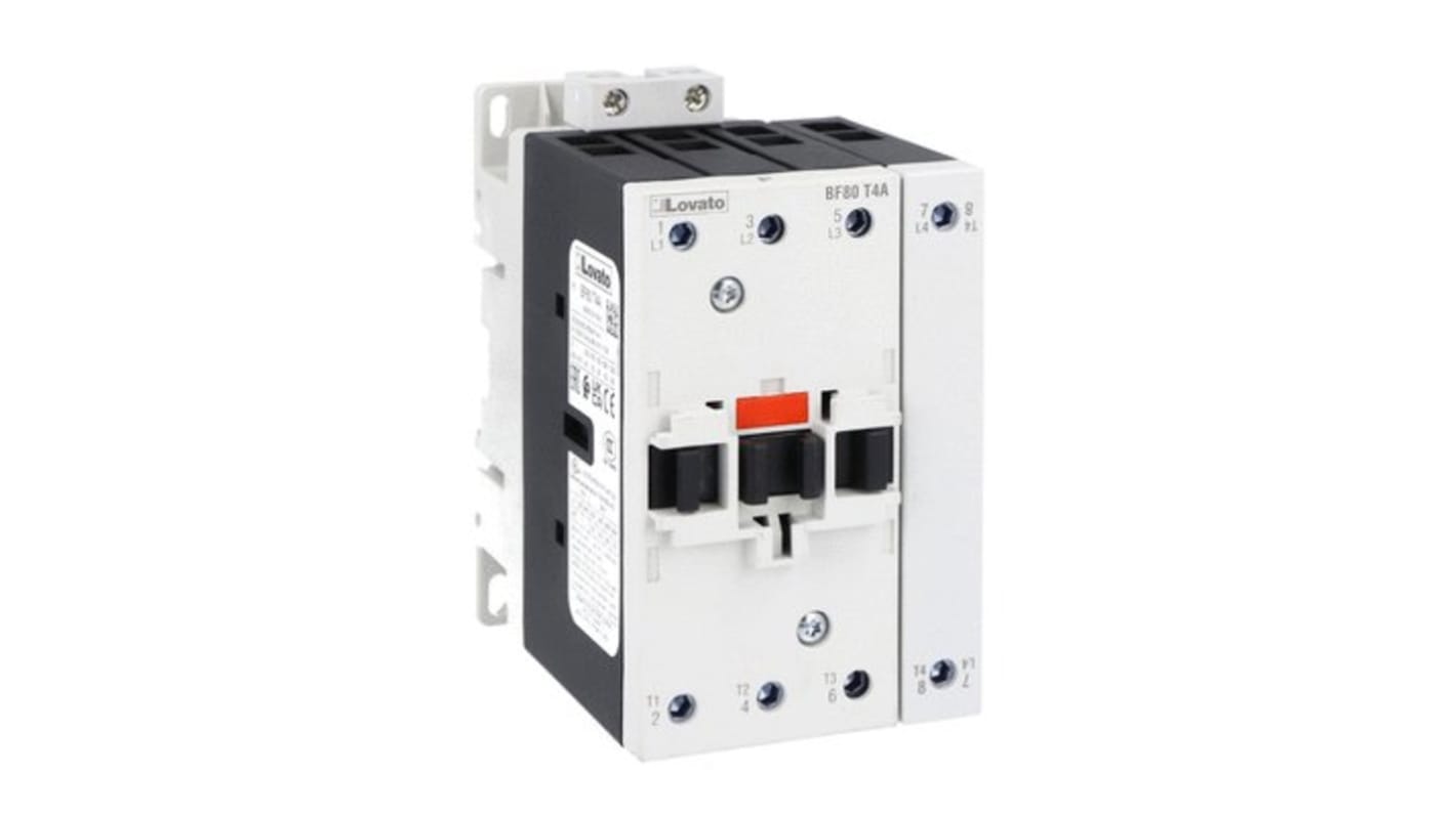 Contactor Lovato BF80 de 4 polos, 115 A, bobina 110 V ac, 120 kW