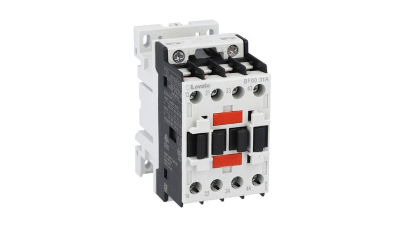 Lovato Auxiliary Contact, 4 Contact, 3NO + 1NC, DIN Rail, BF00