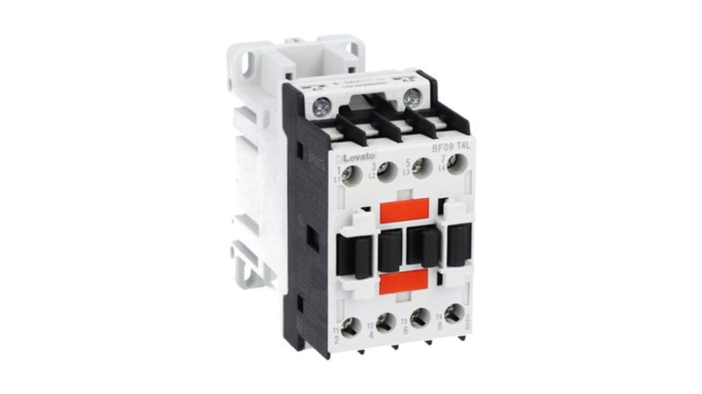 Lovato BF09 Contactor, 24 V dc Coil, 4-Pole, 25 A, 27 kW, 690 V