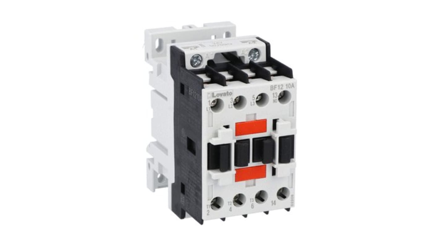 Lovato BF12 Series Contactor, 230 V ac Coil, 3-Pole, 12 A, 32 kW, 1NO, 690 V