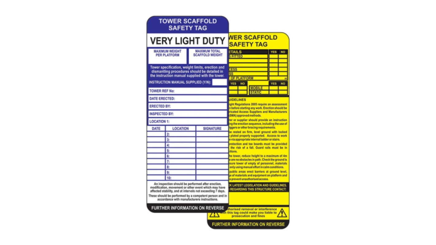 Etiqueta de bloqueo Spectrum Industrial TG1250 'Tower Scaffold Safety Tag'