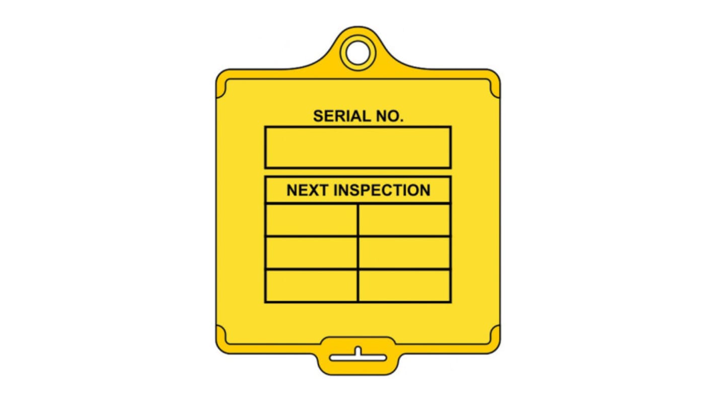 Etiqueta de bloqueo Spectrum Industrial TGFM0250Y 'Serial No. Next Inspection'