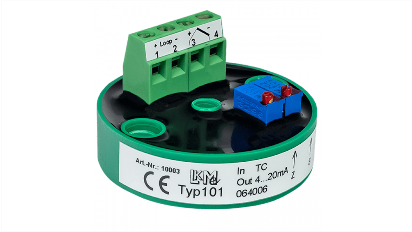 Transmisor de temperatura LKMelectronic serie LKM, rango temp: -270°C → 1000°C, para B, E, J, K, L, N, S, T, U