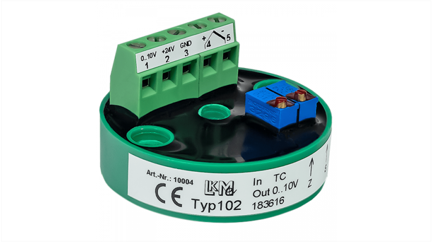 LKMelectronic Temperatur-Messumformer Ø 44,5 mm 15 → 26 V ac, 0°C → 1000°C für Typ K Ausgang 0 →10 V