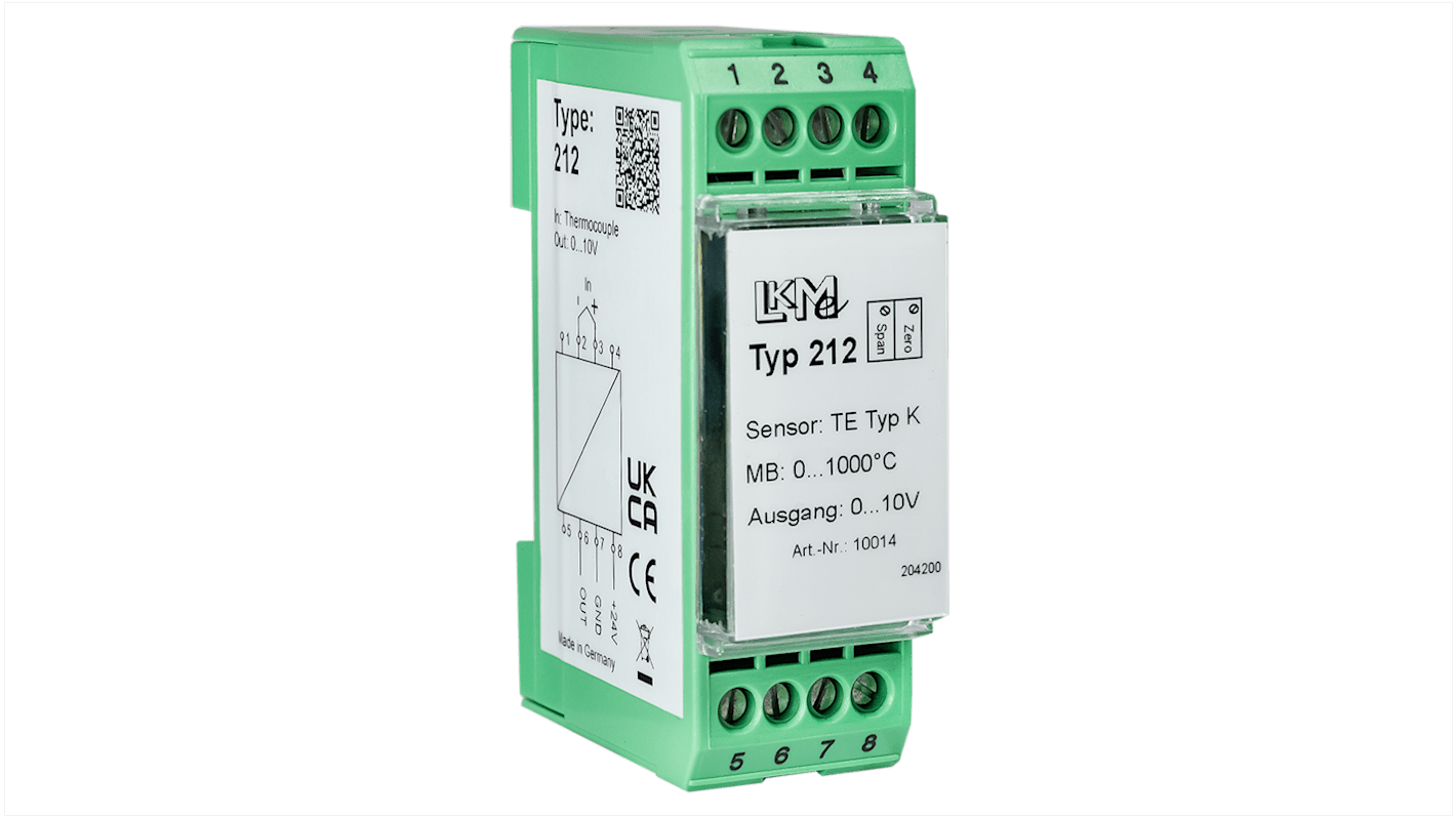 Émetteur de température LKMelectronic série LKM, 0°C → 1000°C, Type K, 15 → 26 V ac