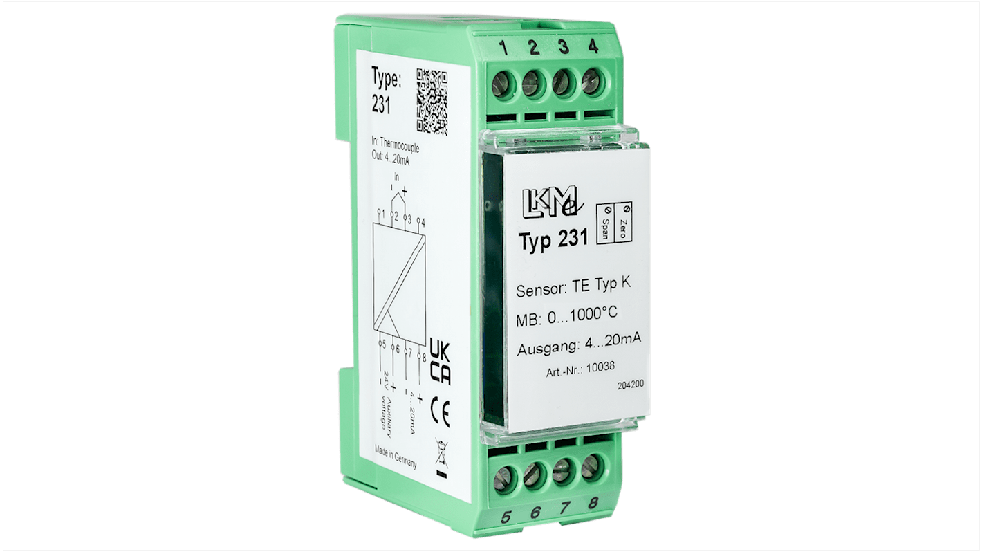 Émetteur de température LKMelectronic série LKM, 0°C → 600°C, B, E, J, K, L, N, S, T, U