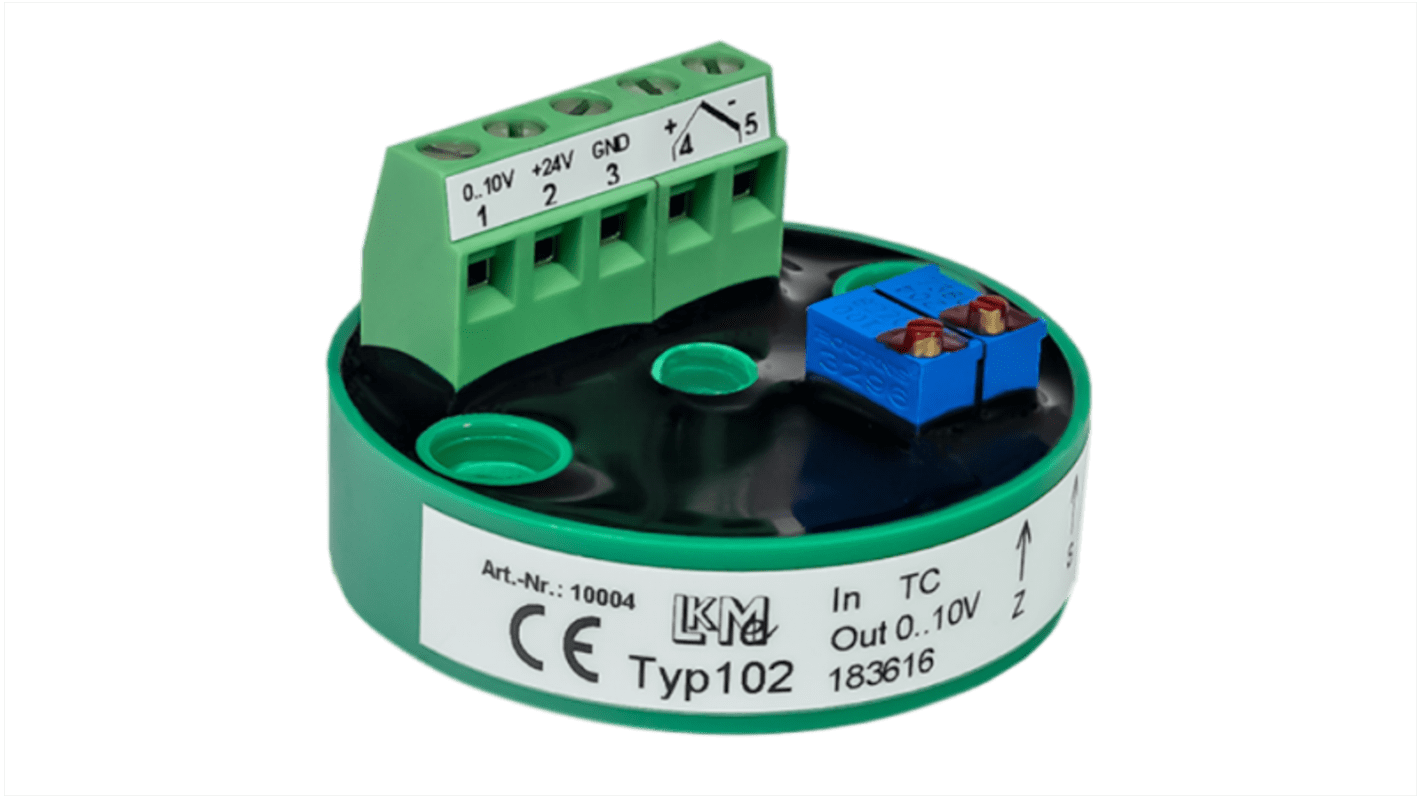 LKMelectronic Temperatur-Messumformer Ø 44,5 mm 15 → 26 V ak/dc, 15 → 35 V ak/dc, 0°C → 600°C für Typ K