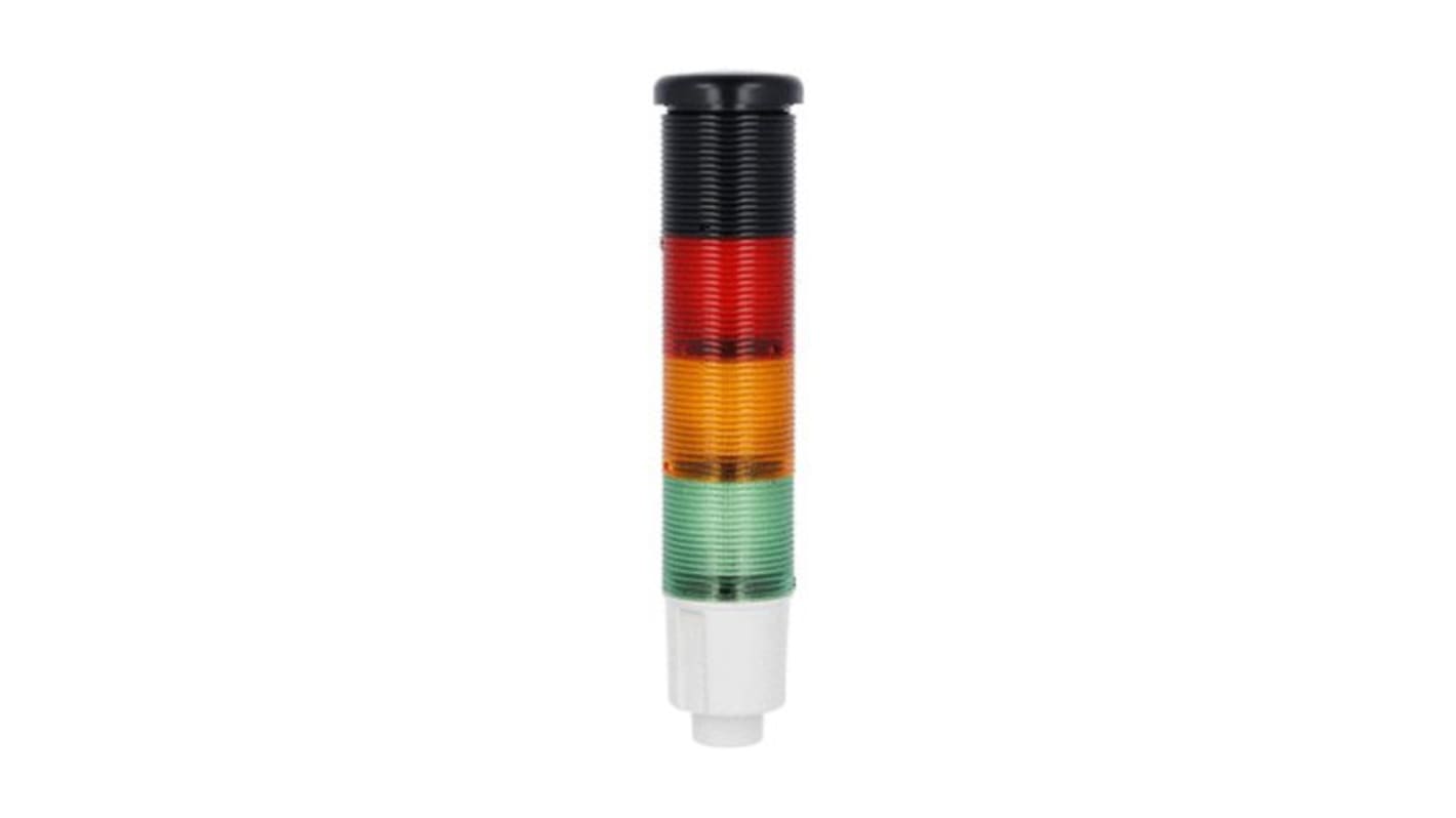 Lovato 8TL4 Series Green, Orange, Red Electronic Sounder Signal Tower, 3 Lights, 24 V dc, Built-In