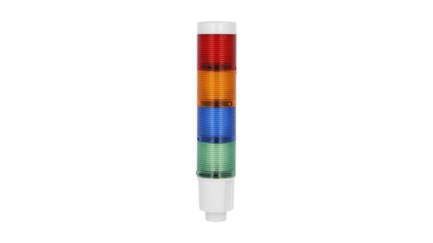 Lovato 8TL4 Series Blue, Green, Orange, Red Signal Tower, 4 Lights, 24 V dc, Built-In