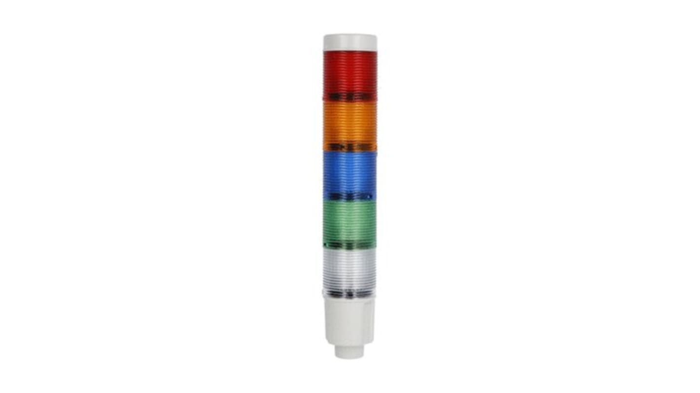 Lovato 8TL4 Series Blue, Green, Orange, Red, White Signal Tower, 5 Lights, 24 V dc, Built-In