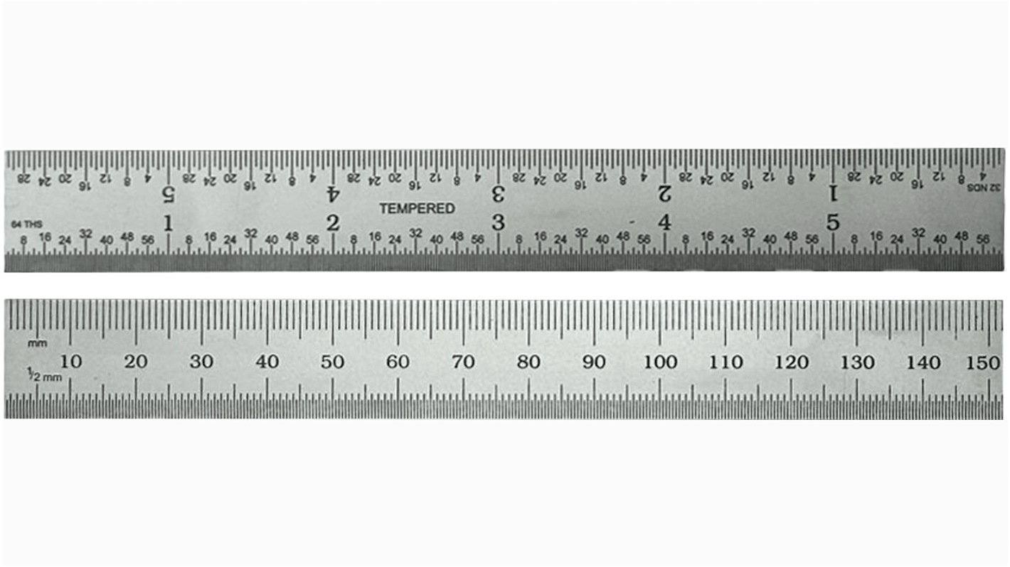 RS PRO Stahl Lineal, metrisch/zöllig 150mm x 19mm