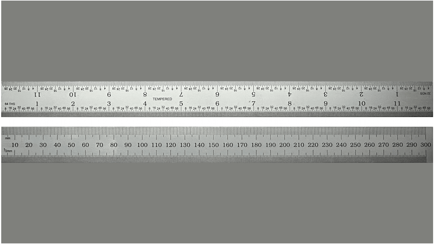 RS PRO Stahl Lineal, metrisch/zöllig 300mm x 25mm