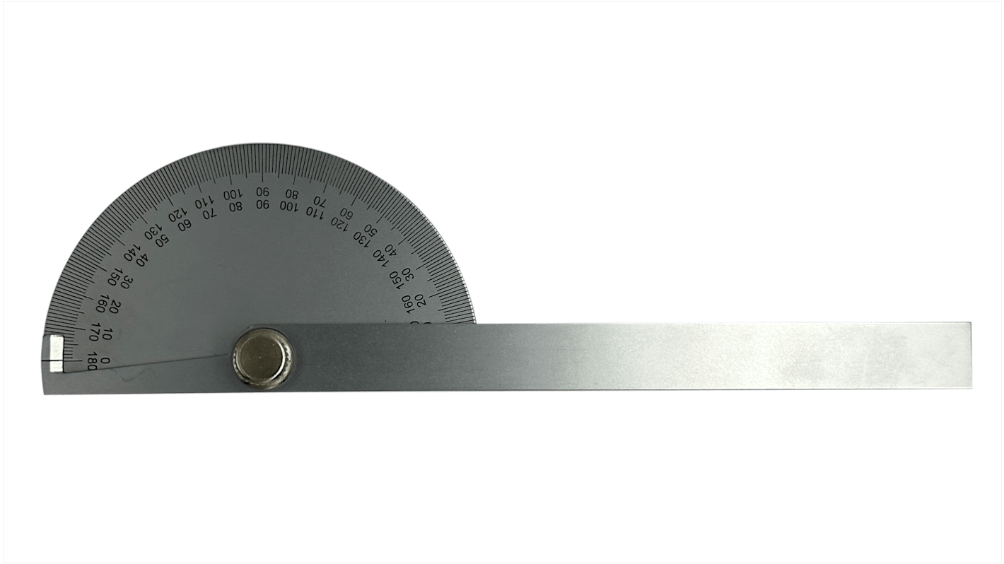 RS PRO 0 180° Imperial, Metric Vernier Bevel Protractor, 195 mm Steel