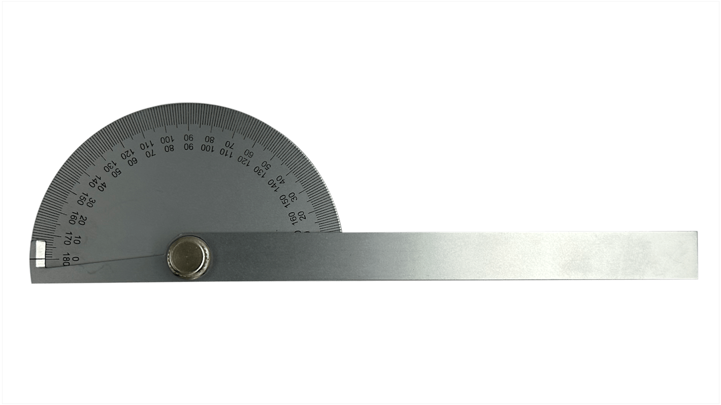 RS PRO 0 - 180° Imperial, Metric  Vernier  Bevel Protractor, 195 mm Steel Blade